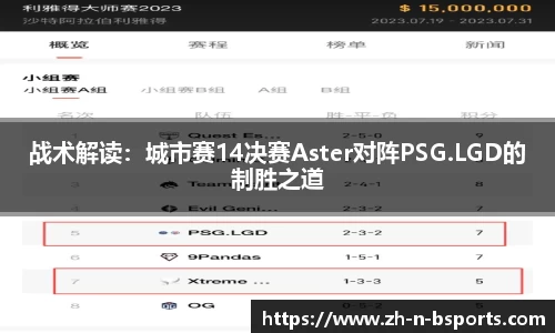战术解读:城市赛14决赛Aster对阵PSG.LGD的制胜之道